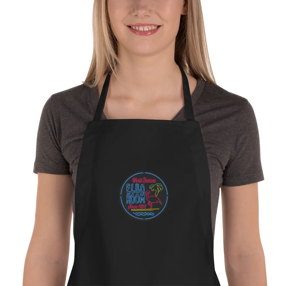 Elbo Room World Famous Neon Flamingo Kitchen Apron | Core Black product image (1)