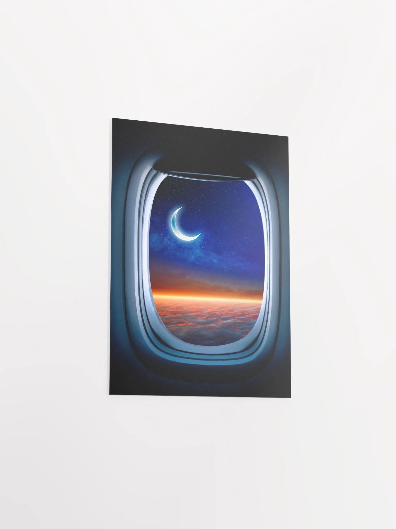 Airplane porthole/window and Moon — Photo paper glossy poster. Space poster, space print, travel gift product image (8)