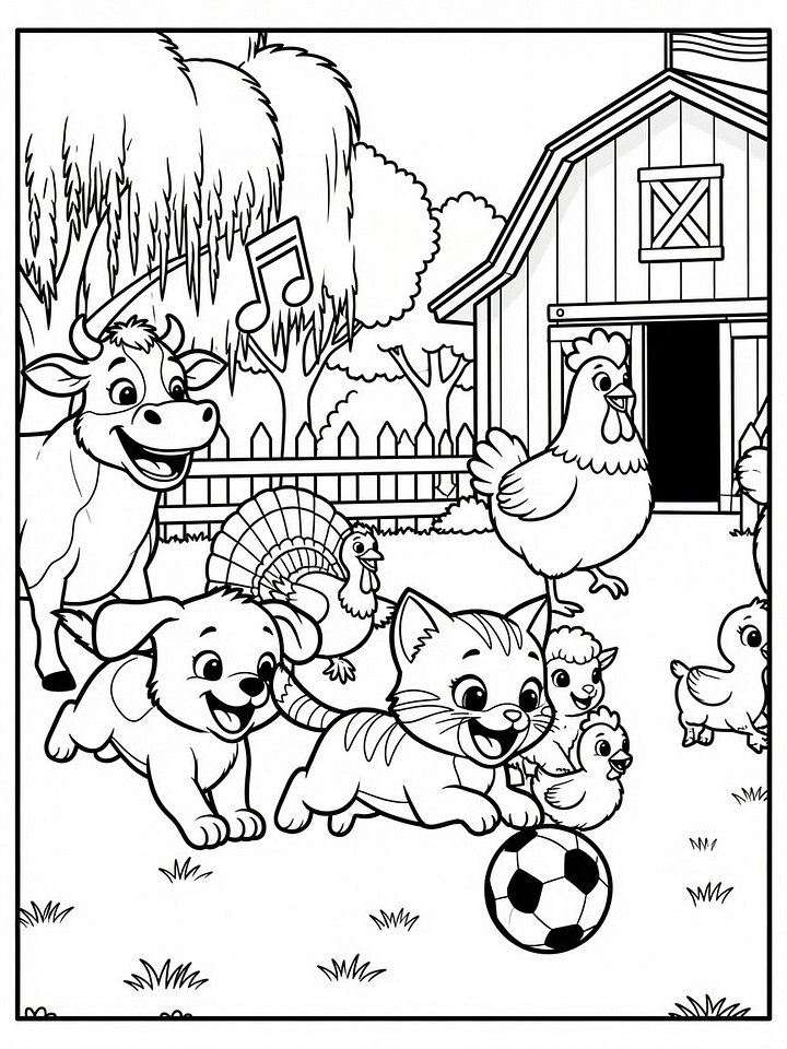 Sing A Rhyme Time Farm Animals Play Soccer Today Coloring Book Pages Bundle for Ages 5+ through Adult | 21 Printable Pages including Title Page l Instant Digital Download PDF Format l product image (2)