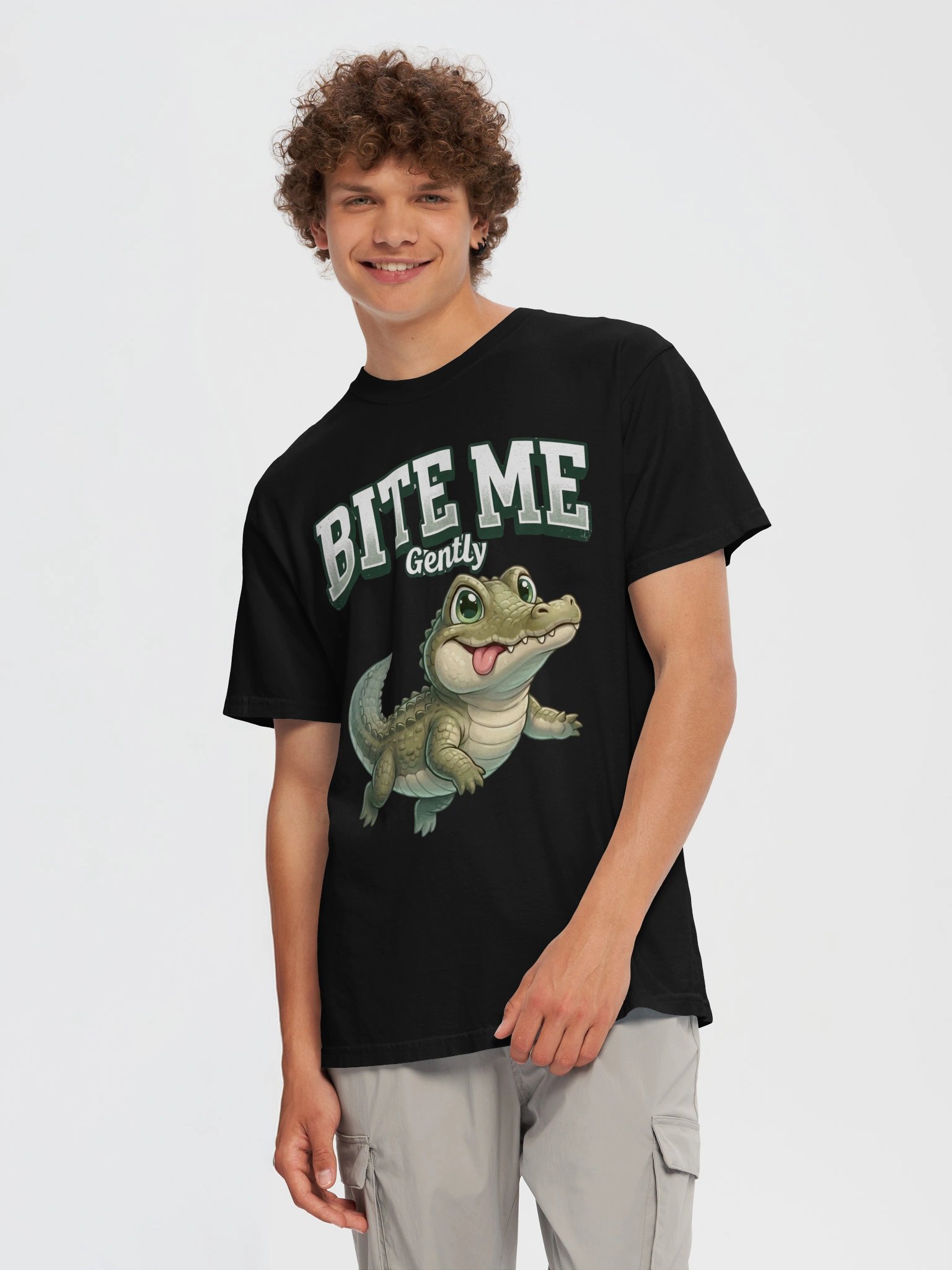 Bite Me Gently Funny Crocodile T-Shirt | Cute Animal Graphic Tee product image (114)