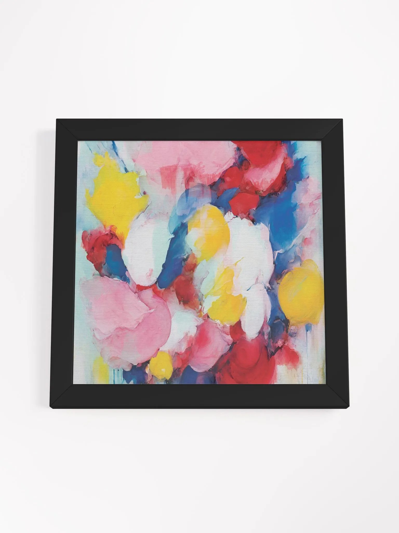 Square colorful abstract textured art print yellow, blue, pink, red and white product image (5)