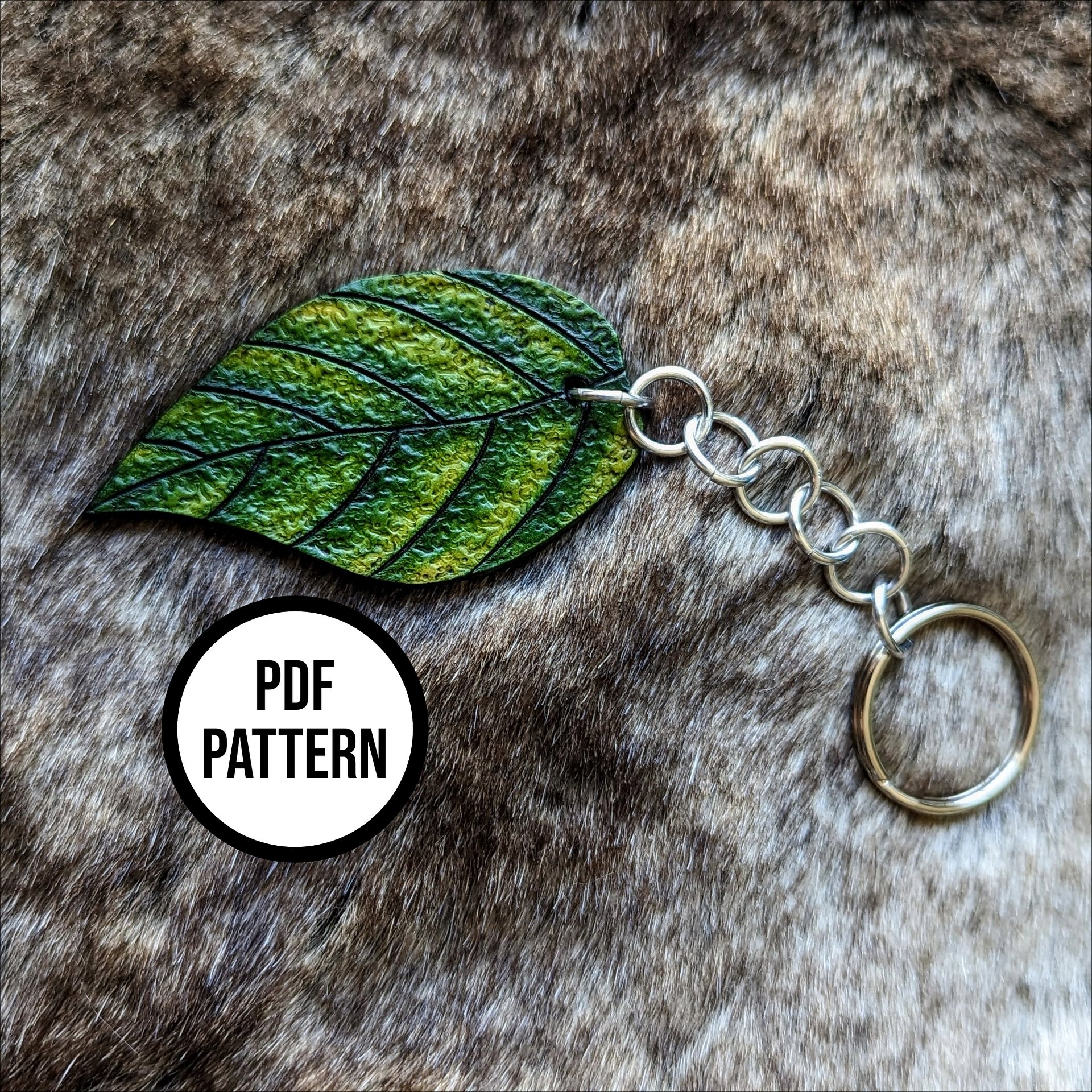 Leaf Leather Keychain - PDF Pattern for Leatherwork product image (1)