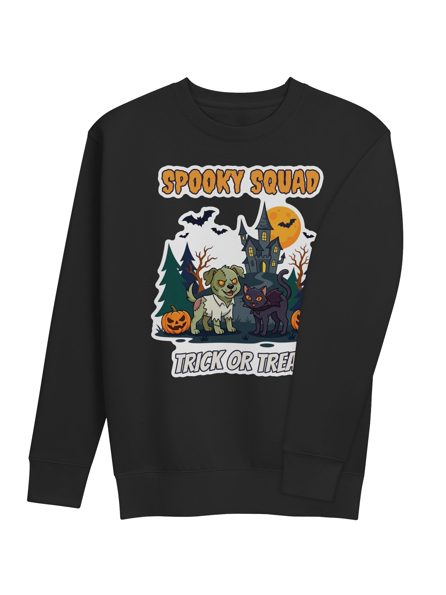 Spooky Squad Halloween Sweatshirt – Zombie Dog & Vampire Cat Trick or Treat Crewneck, Cozy Fall Pet Lover Gift product image (22)
