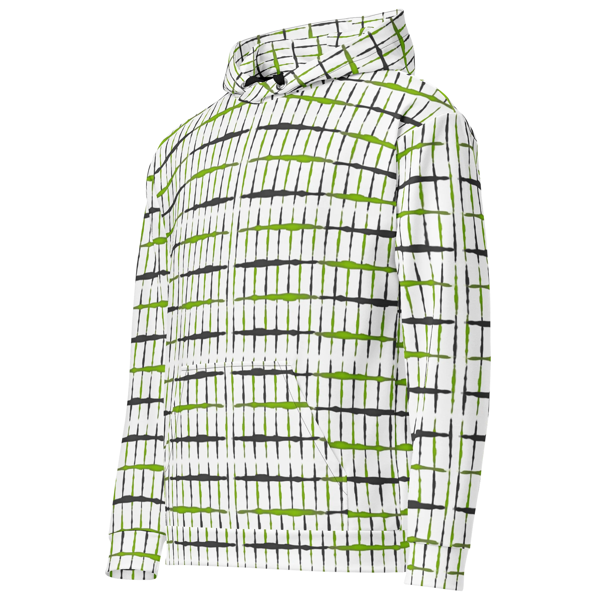 Neon Pulse Grid – Urban Style Green Interlock Unisex Hoodie product image (7)