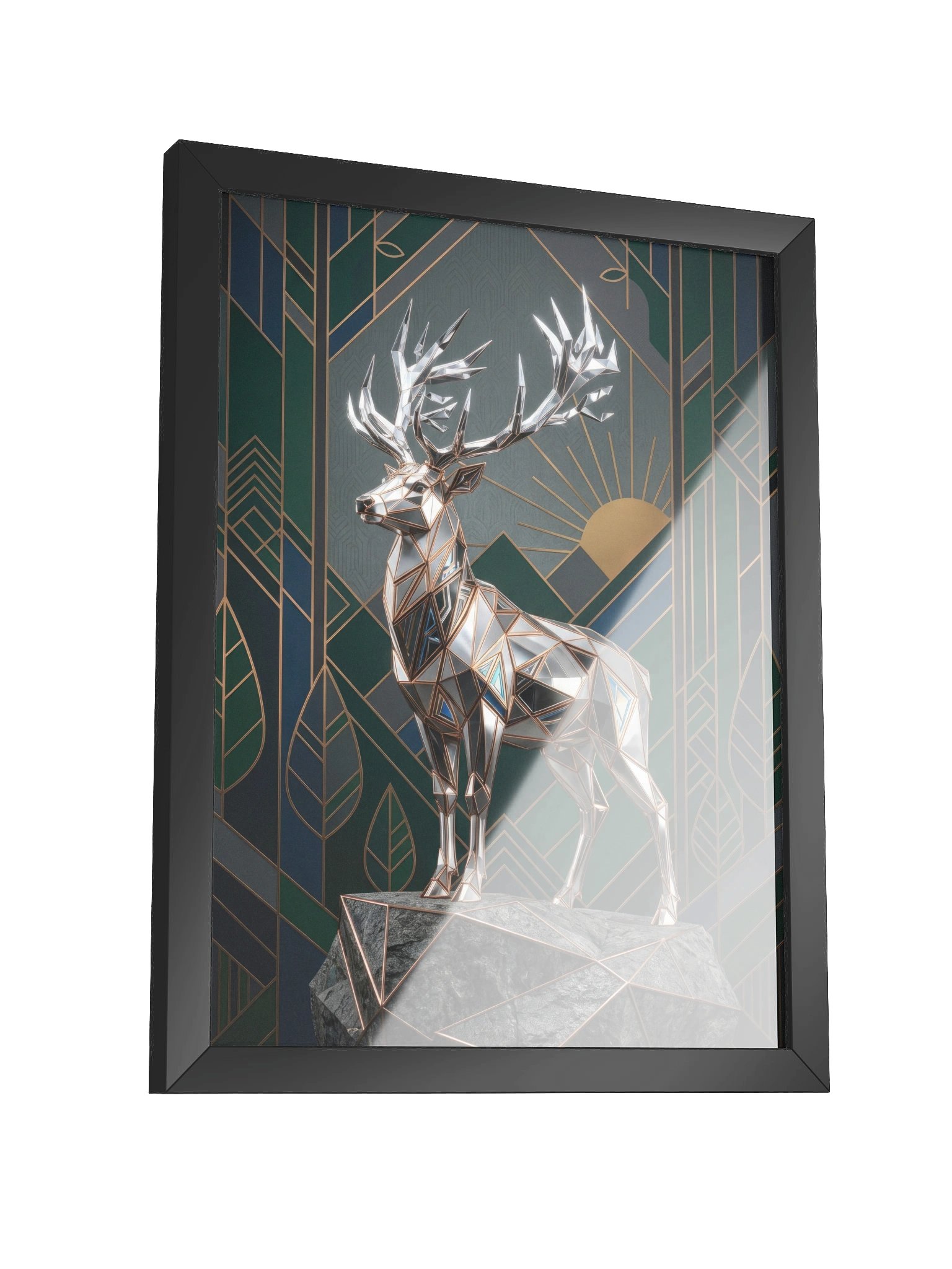 Geometric Metallic Stag Framed Poster - Neo-Deco Wall Art product image (19)