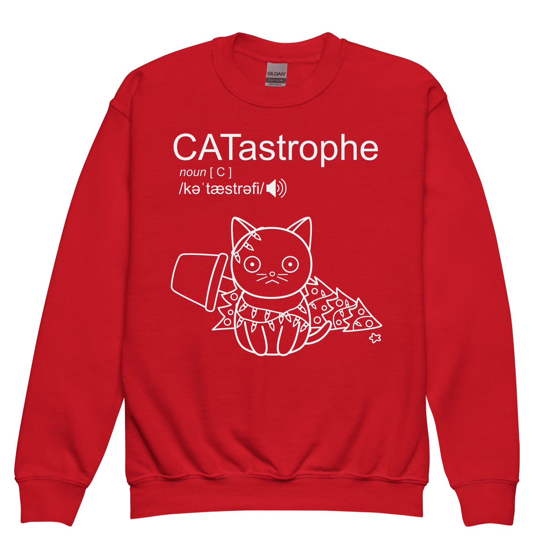 CATastrophe (Cat with Christmas Tree) - Unisex Youth Sweatshirt product image (4)