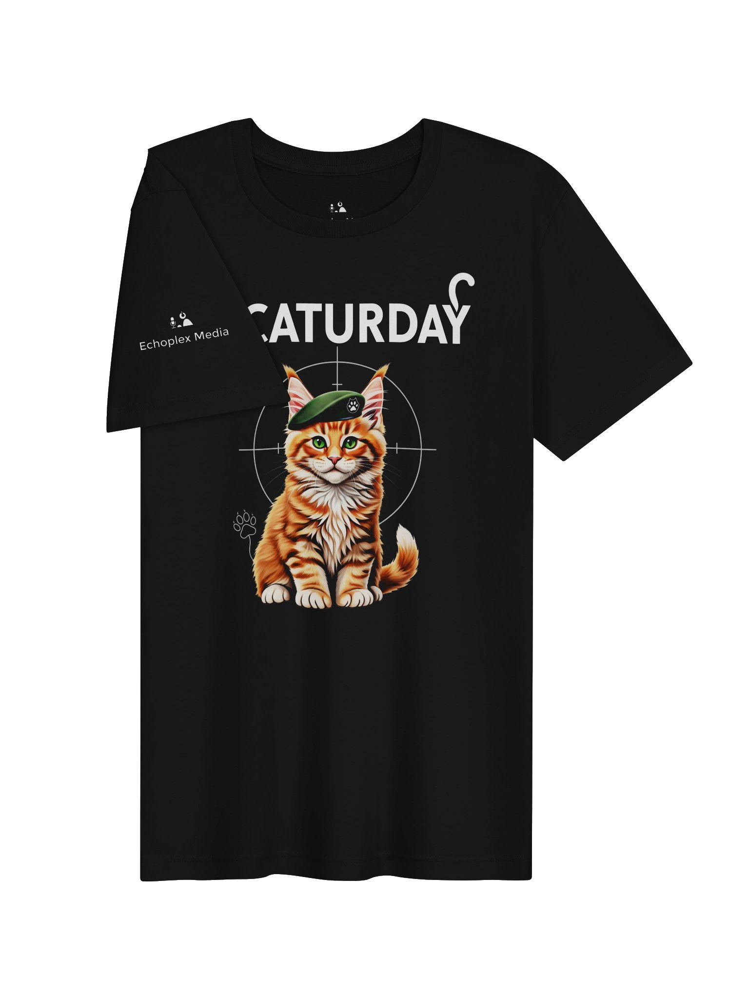 Operation #Caturday Green Beret Orange Cat Tee - Available Only In Black product image (3)