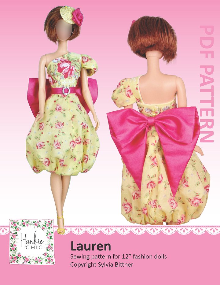 Lauren sewing pattern for 12" fashion dolls product image (1)