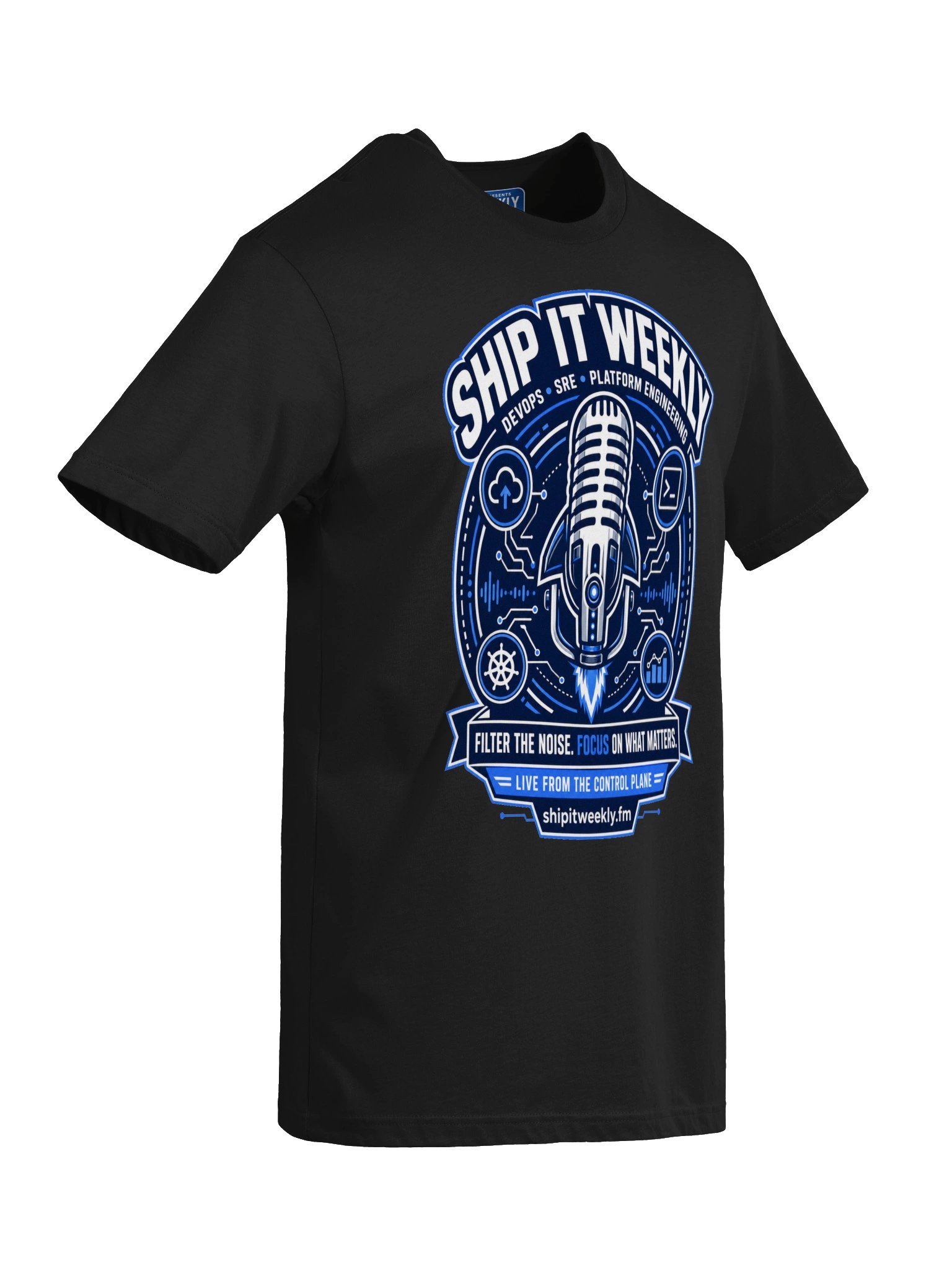 Rocket Mic Control Plane | Ship It Weekly DevOps Tee product image (28)