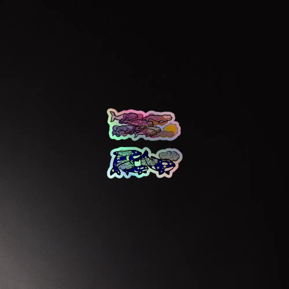 sunset beluga and midnight orca holographic sticker set product image (4)