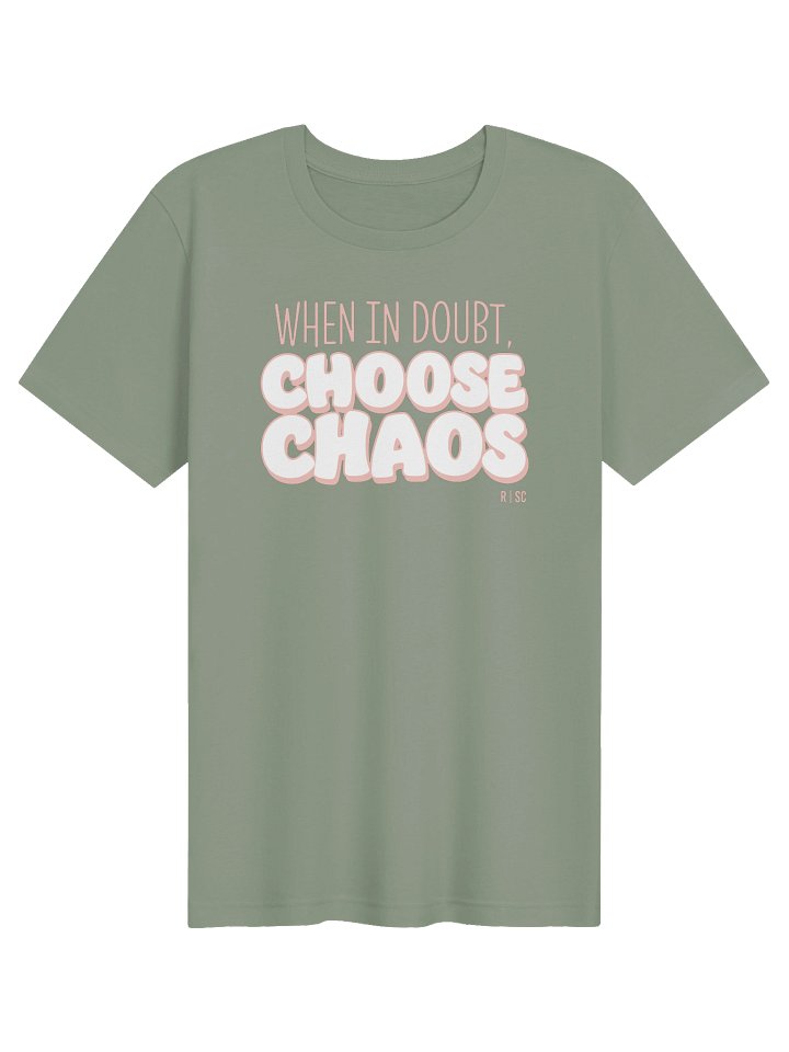 When in Doubt Choose Chaos T-shirt (Pink & White) product image (1)