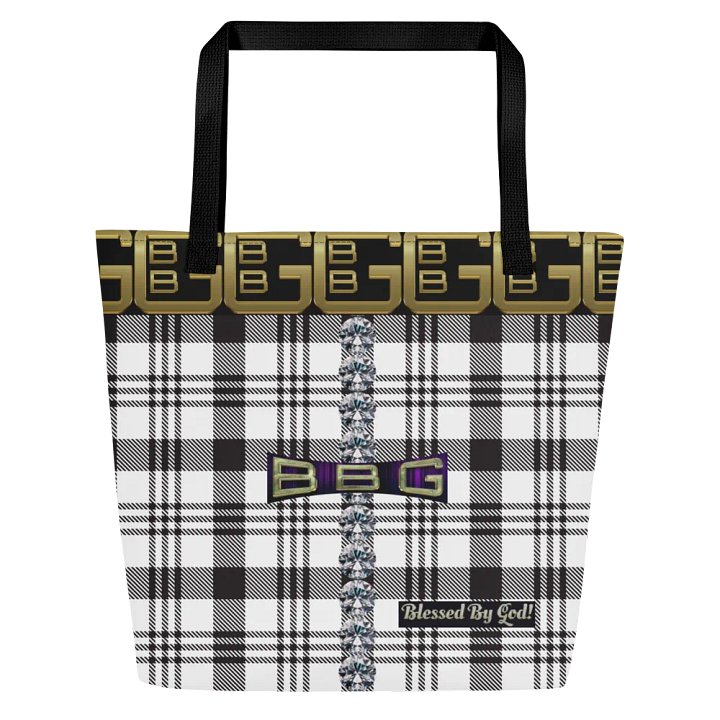 Black and White Plaid with Diamonds BBG Tote Bag with Pocket product image (1)