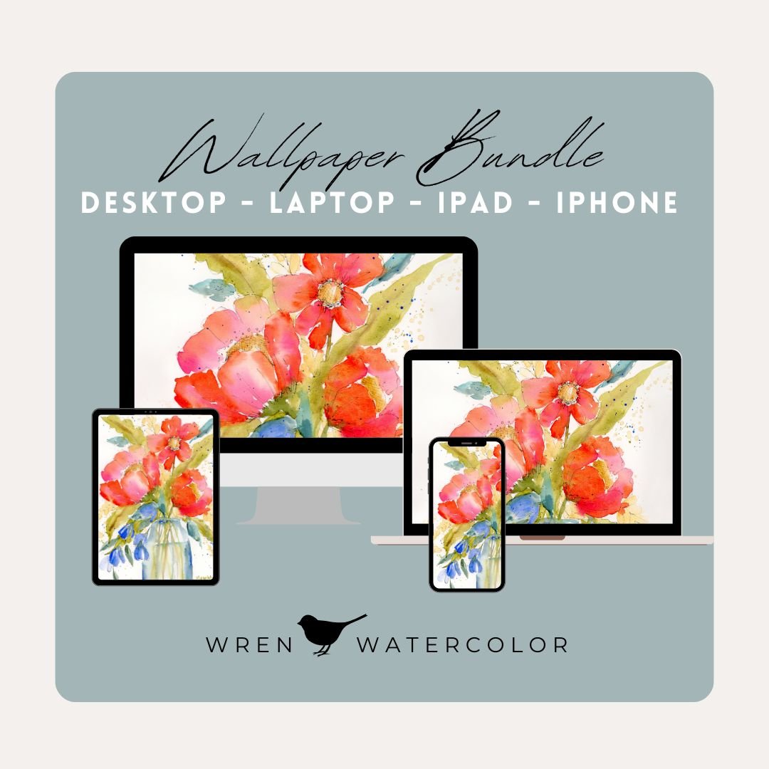 Poppin' Poppies Watercolor Digital Wallpaper Bundle product image (1)