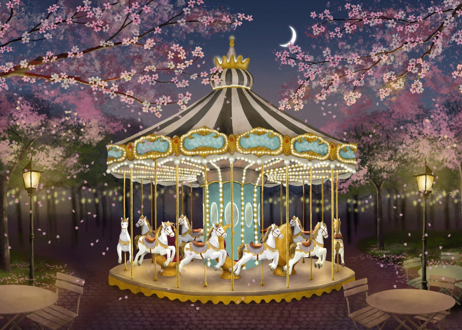 Spring Night Carousel Art Print product image (2)