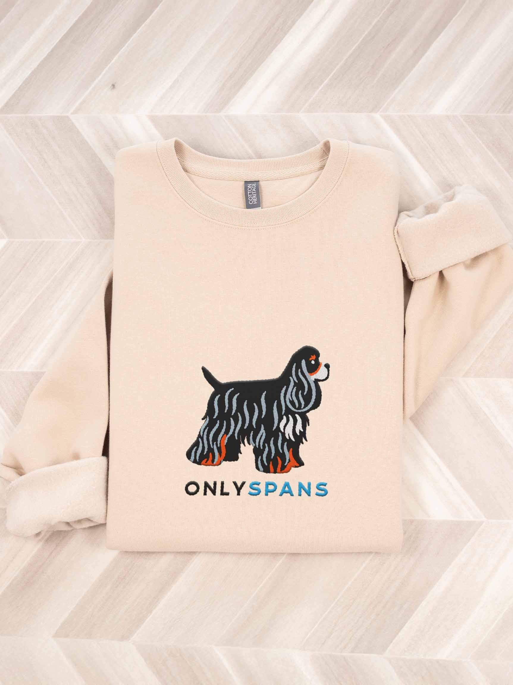 Only Spans Sweatshirt (Embroidered) of an American Cocker Spaniel(Tricolor) product image (1)