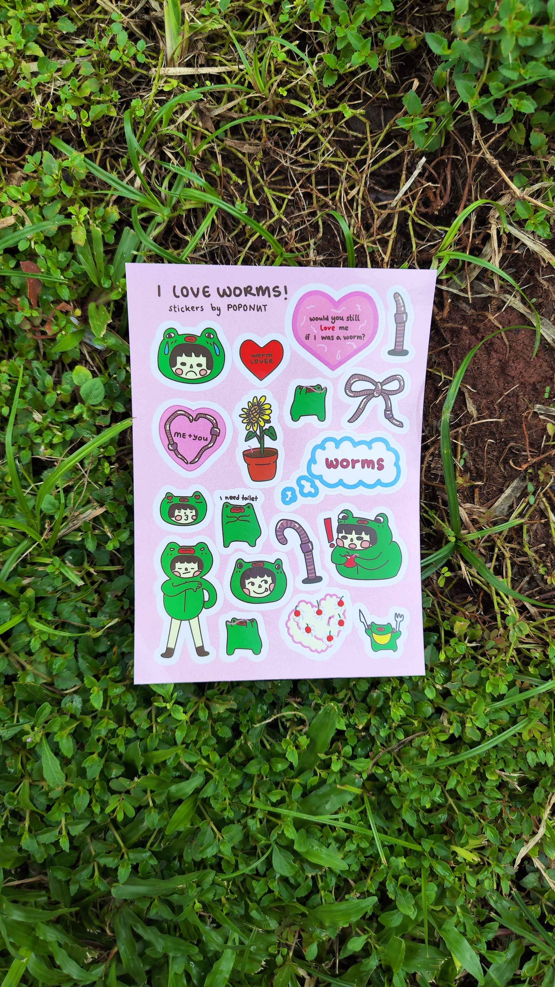 I Love Worms Sticker sheet product image (1)
