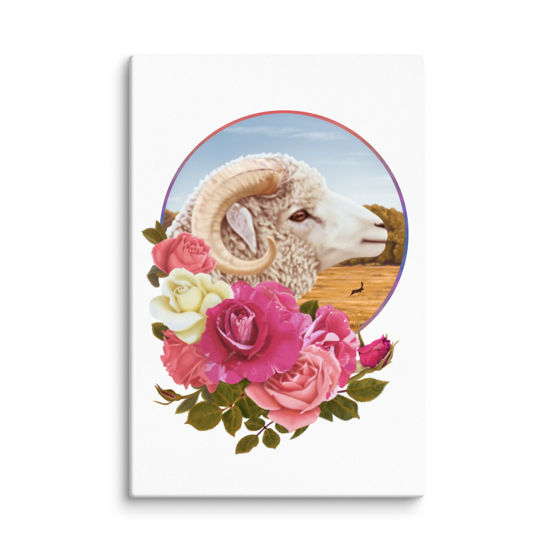 Ram and Roses - Soft Realism Art Print product image (1)