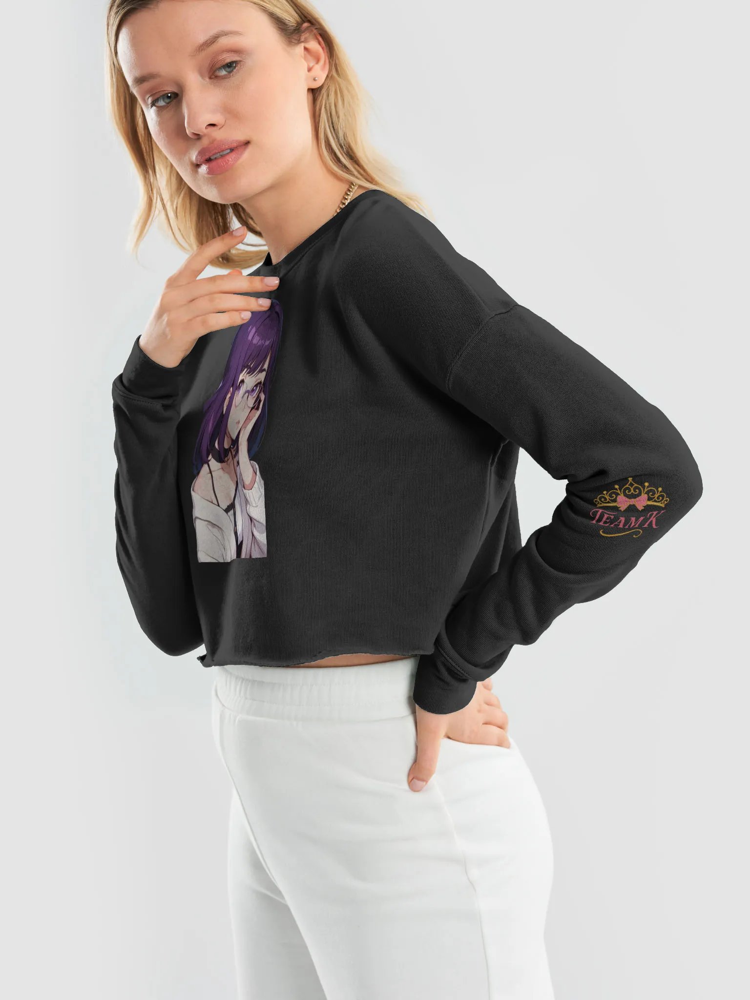 (Purple WAIFU) K Crop Sweatshirt product image (10)