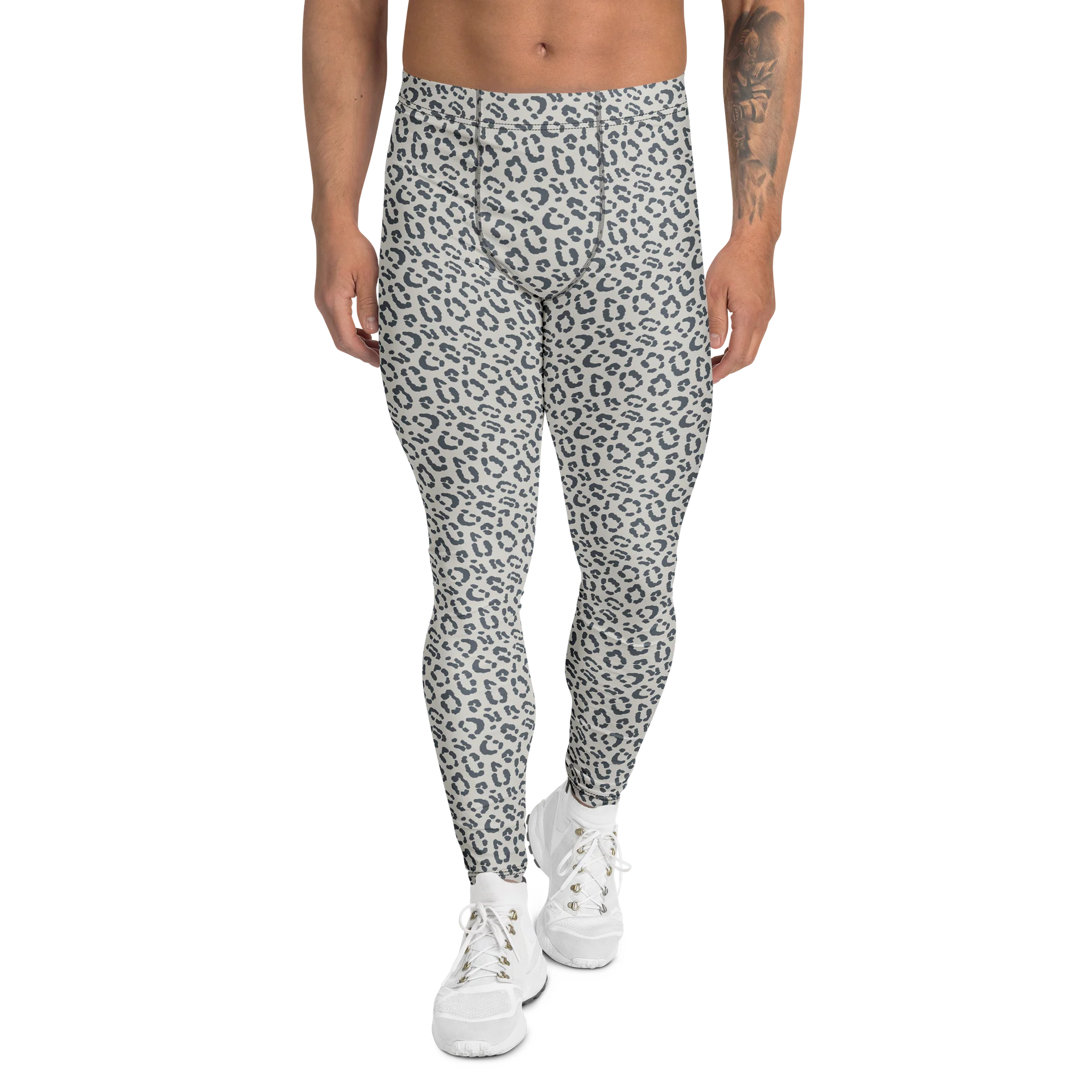 Comfortable Men's Leggings Bold Gray Leopard Print product image (1)