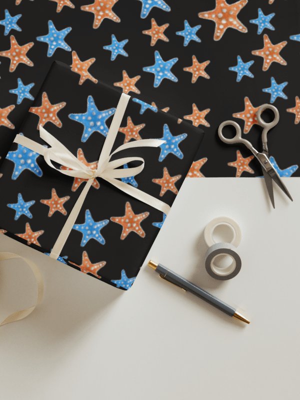Black Starfish Gift Wrap product image (1)