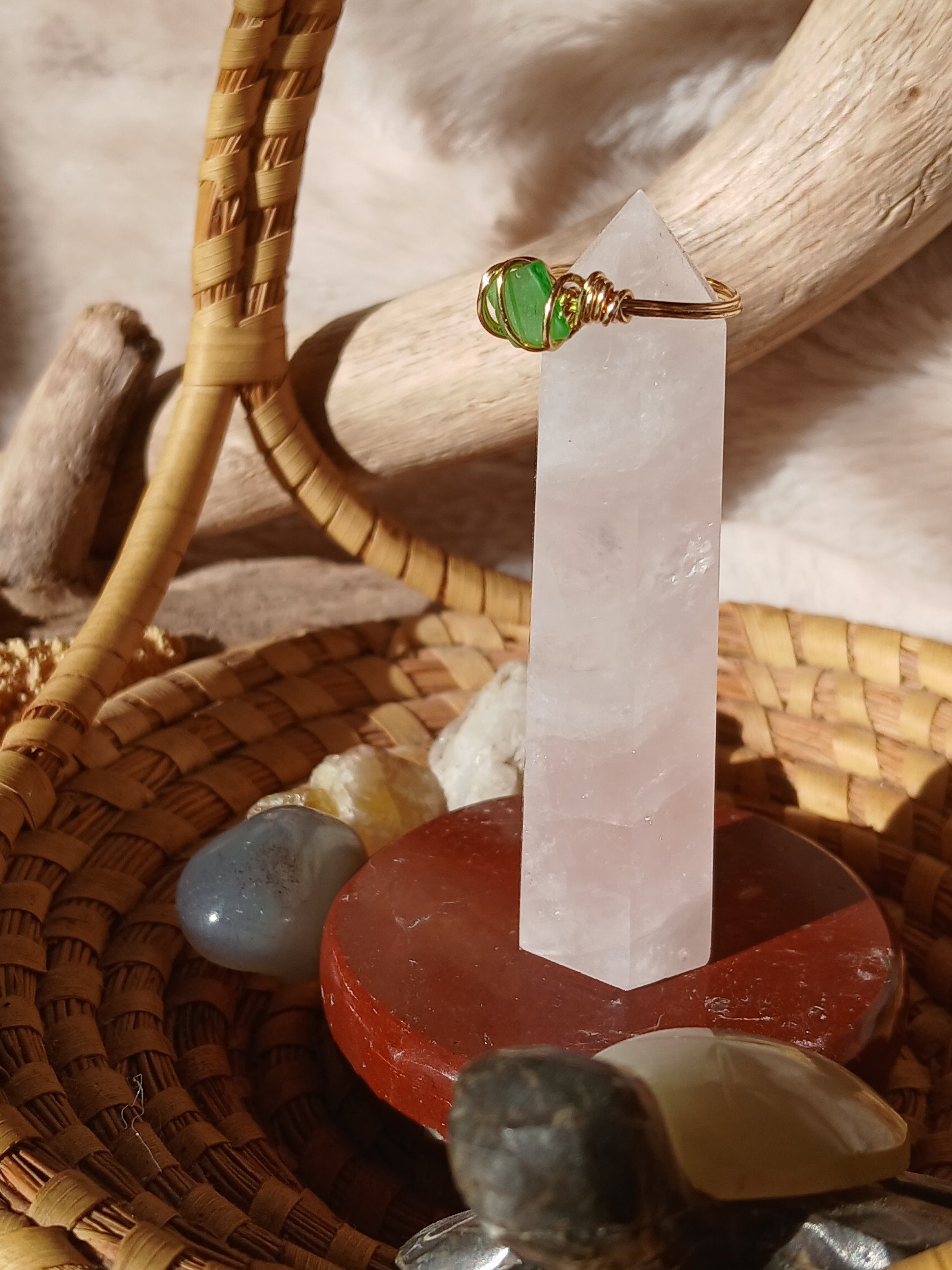 Size 5 & 5.5 Hand-Wrapped Sea Glass rings Oahu Hawaii product image (3)