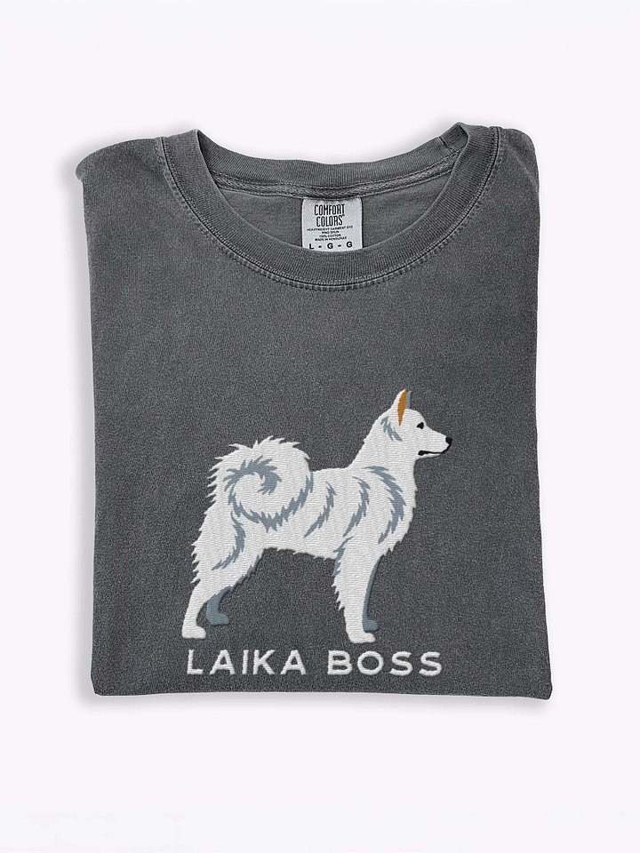 Laika Boss T-Shirt(Embroidered) of a Yakutian Laika(White) product image (1)