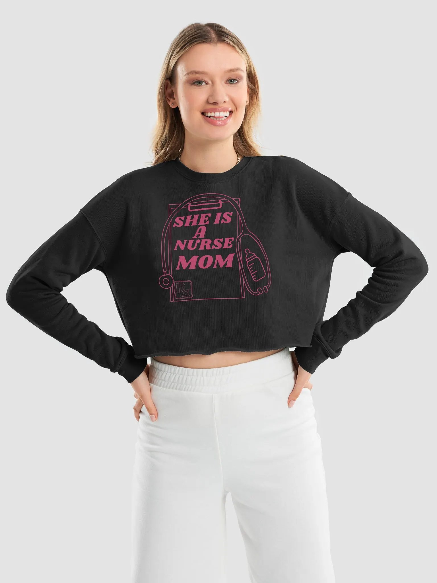 Nurse Mom Stethoscope Crop Sweatshirt product image (17)