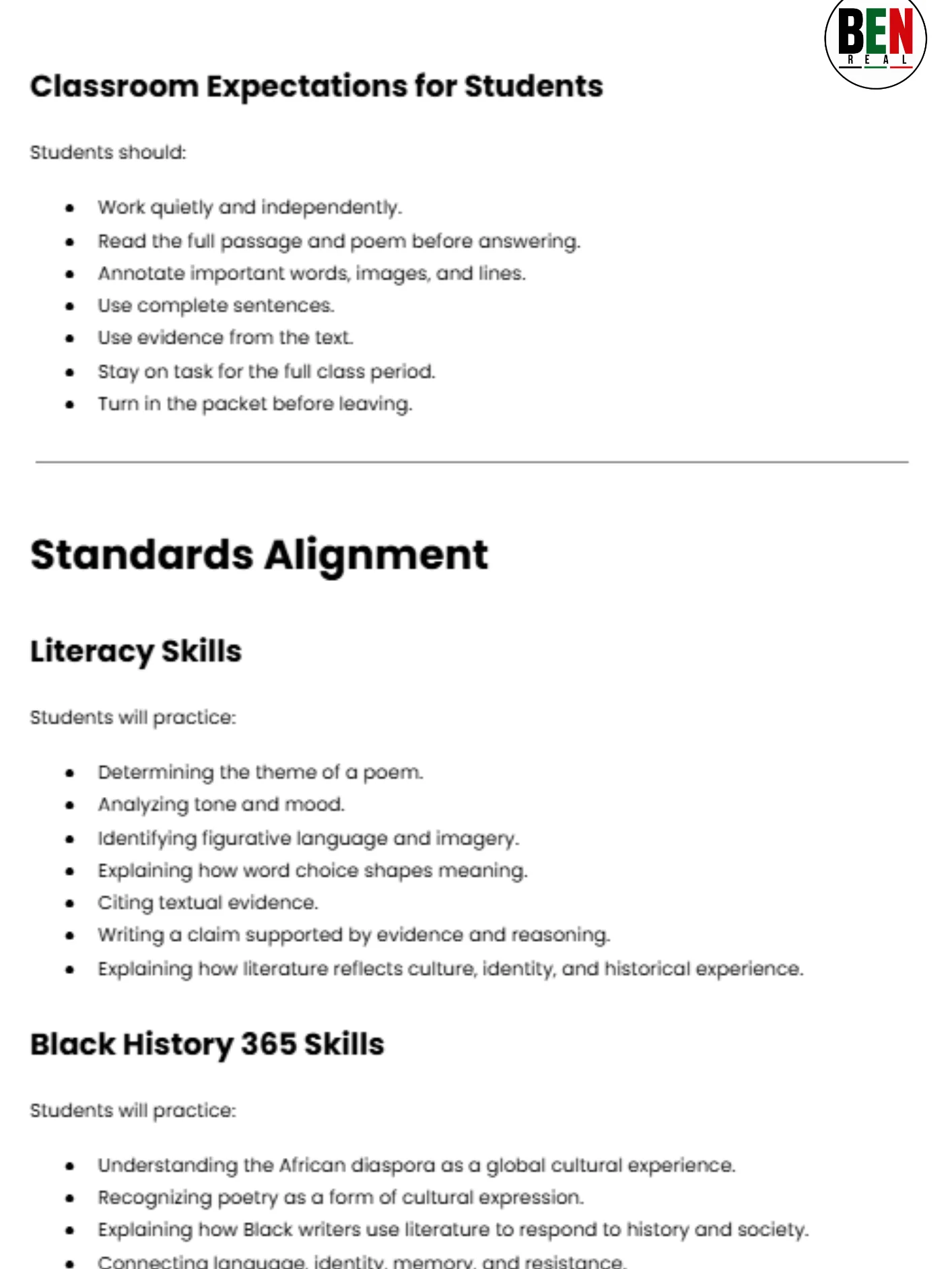 Black History 365 Sub Plan: Poetry as Power | Middle School Language Arts| 60-Minute Lesson product image (5)