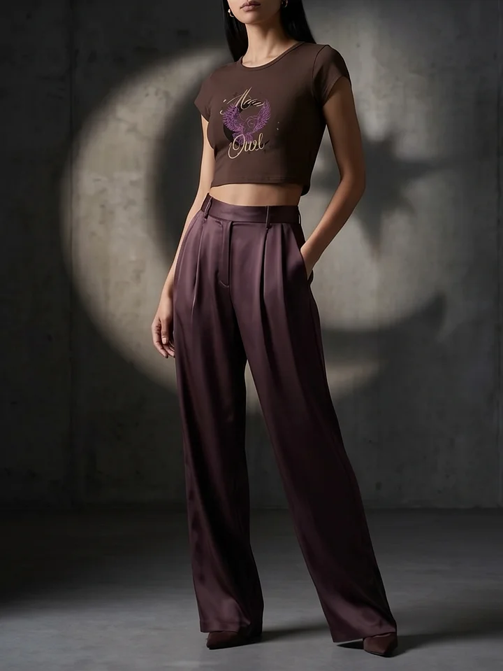 Golden Moon Owl Crop Top product image (2)