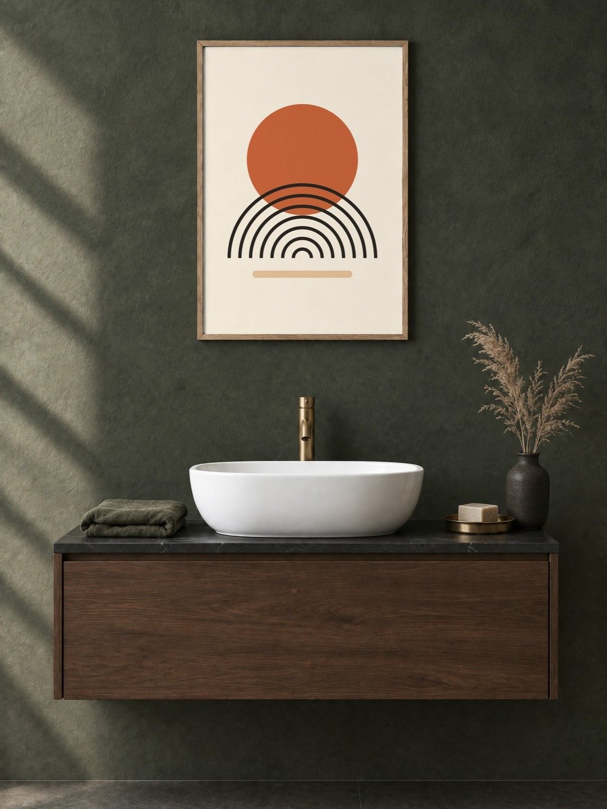 Terracotta Sun Horizon Print | Mid Century Bathroom Wall Art product image (2)