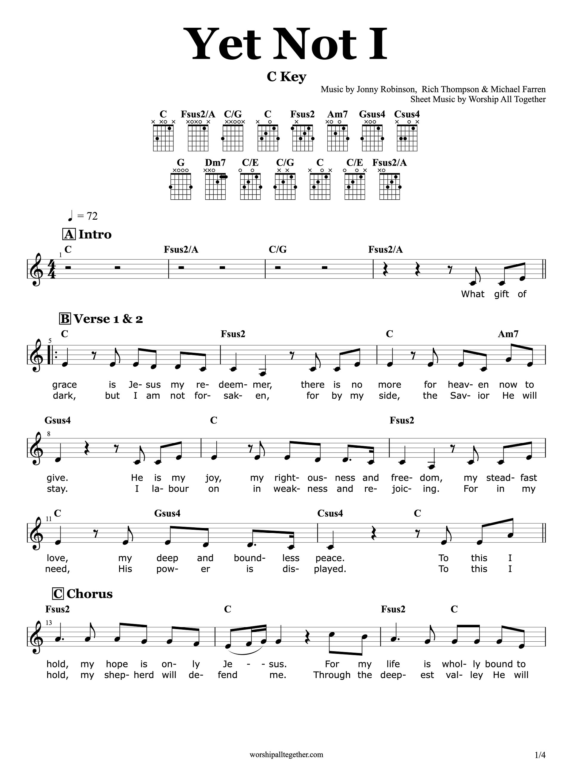 Yet Not I - City Alight | Sheet Music, Chord, Lyrics product image (1)