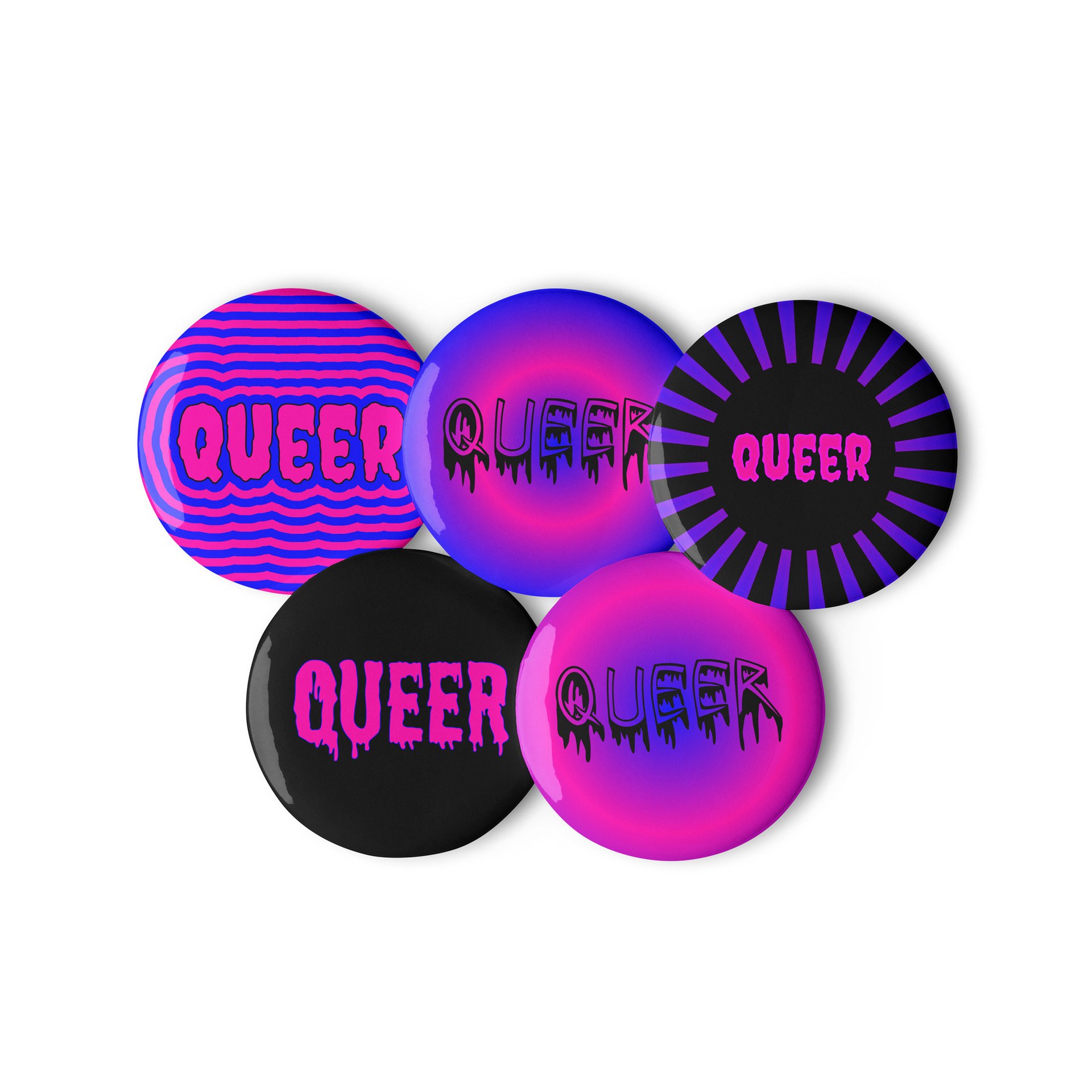 Creepy Queer Pride Pins, Cotton Candy Color Blue Pink Pin Buttons, Queer Horror Art Accessories product image (1)
