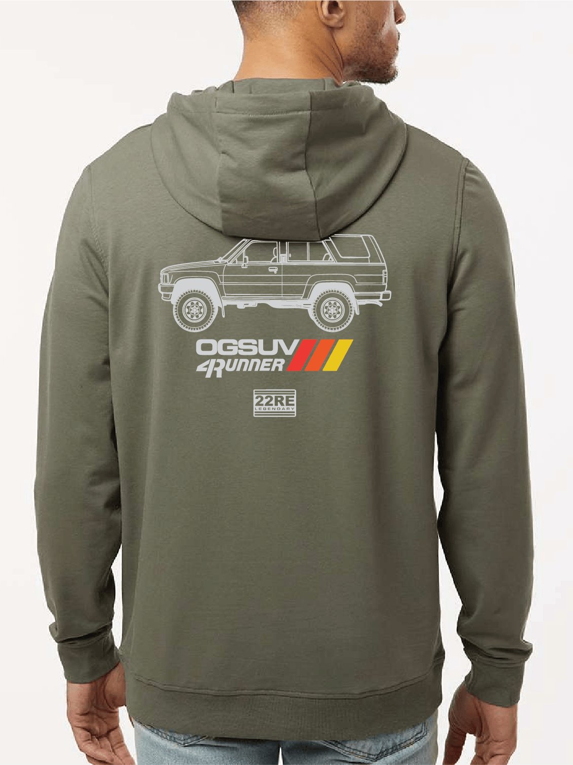 Side View Unisex Premium Hoodie - Olive/White product image (1)
