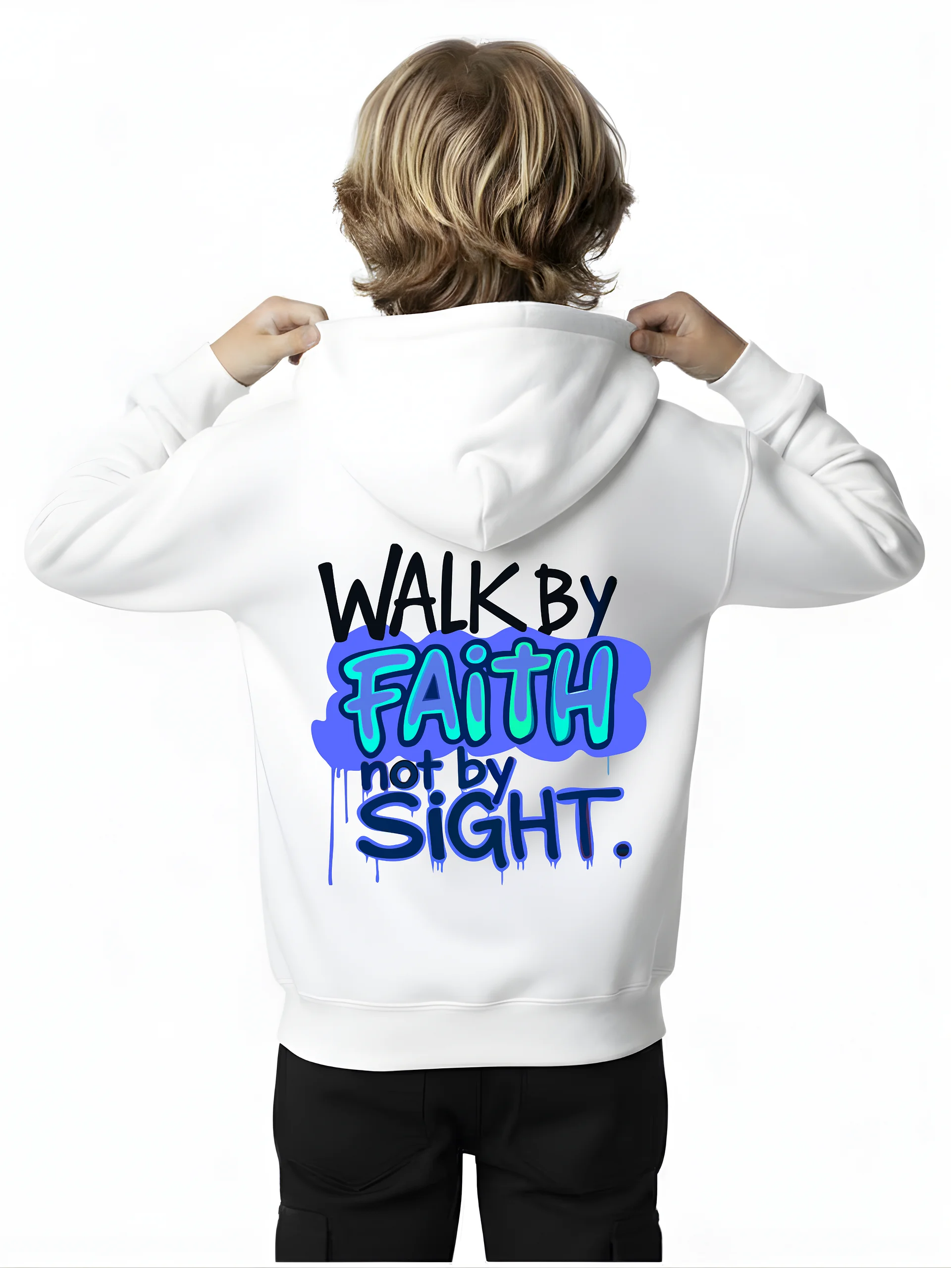 Walk by Faith Not by Sight Boys Bible Verse Hoodie product image (1)