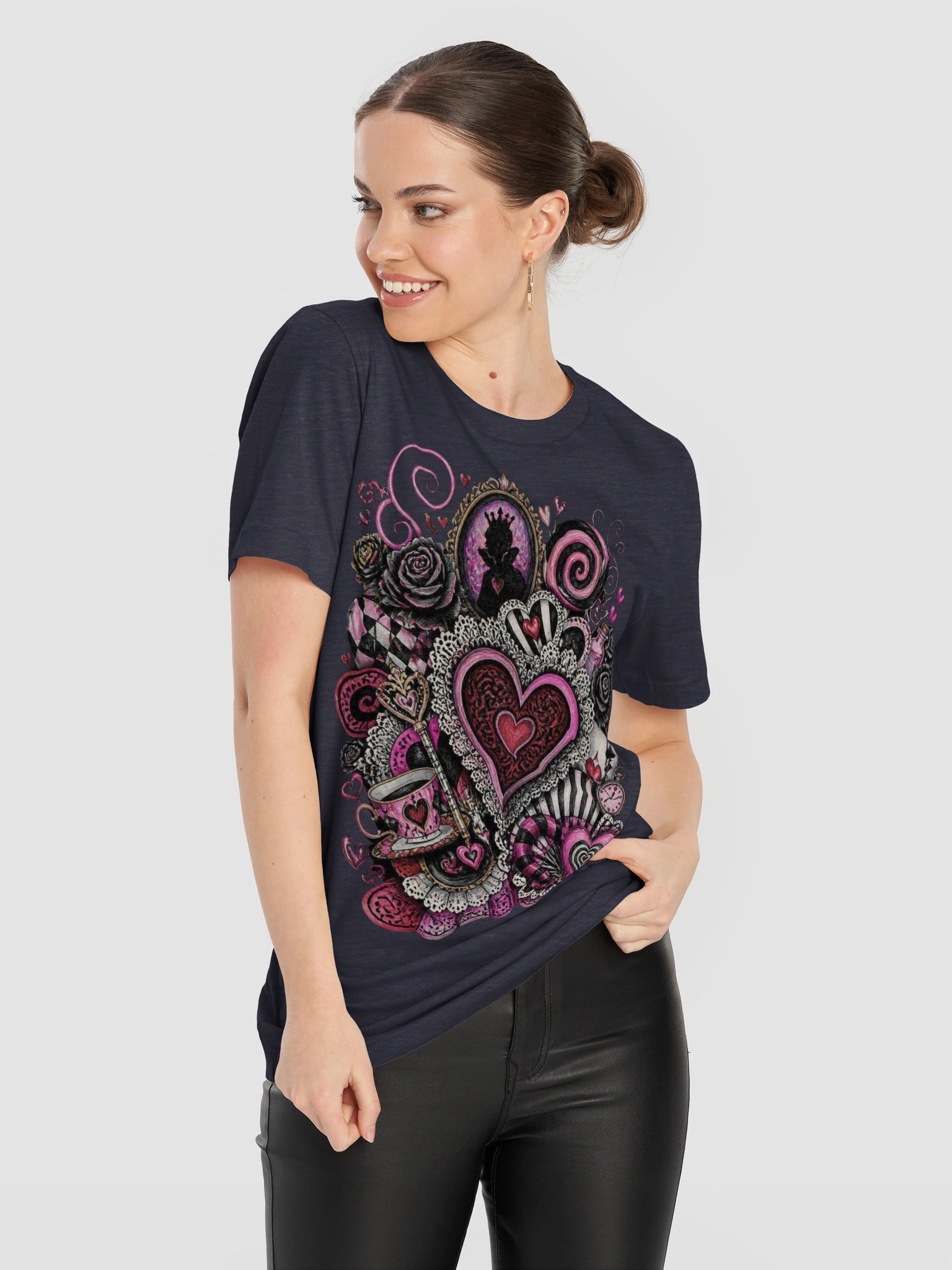 Queen of Hearts Wonderland T-Shirt, Whimsigoth Punk-Pink Collage product image (68)