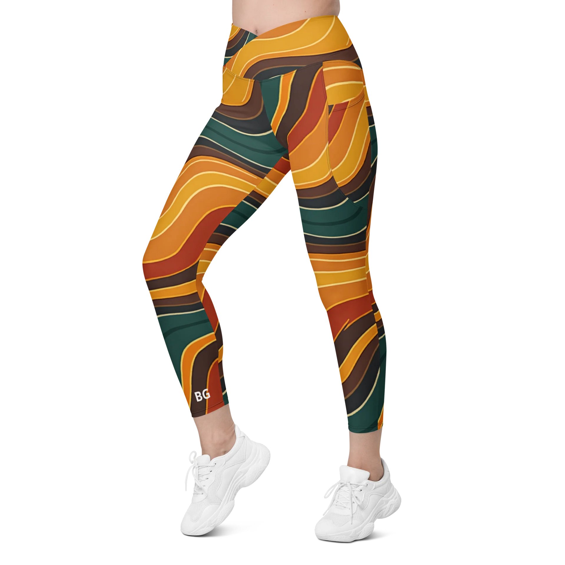 Barry Grady 'Flowing Waves' Crossover Leggings with Pockets product image (6)