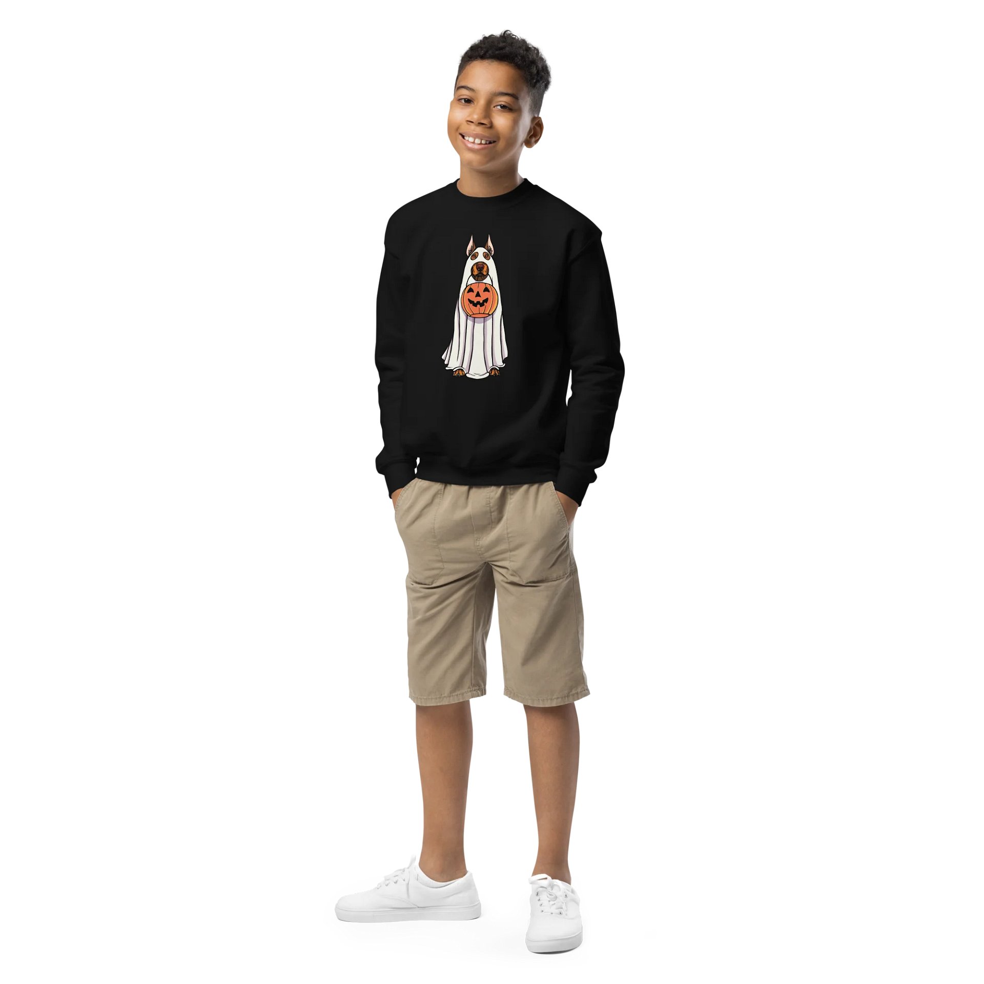 Halloween Doberman(Red) Youth Sweatshirt product image (2)