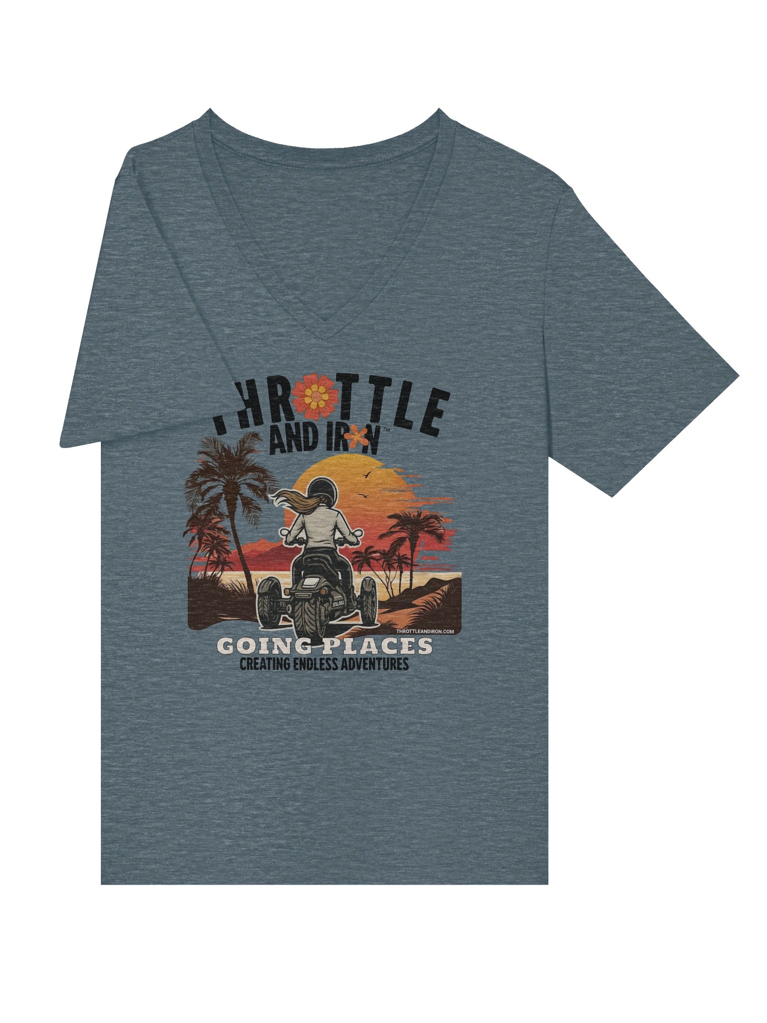 Throttle & Iron “Going Places” Women’s V-Neck Tee (3) Wheel product image (14)
