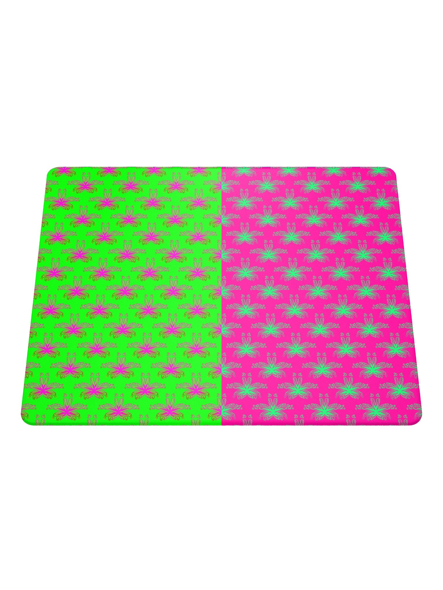 Cannabis Art Gaming Mouse Pad, Neon Green Hot Pink Pot Leaf Desk Mat, Stoner Game Room Decor, Ganja Gamer Gift, 420 Weed Computer Deskpad product image (3)