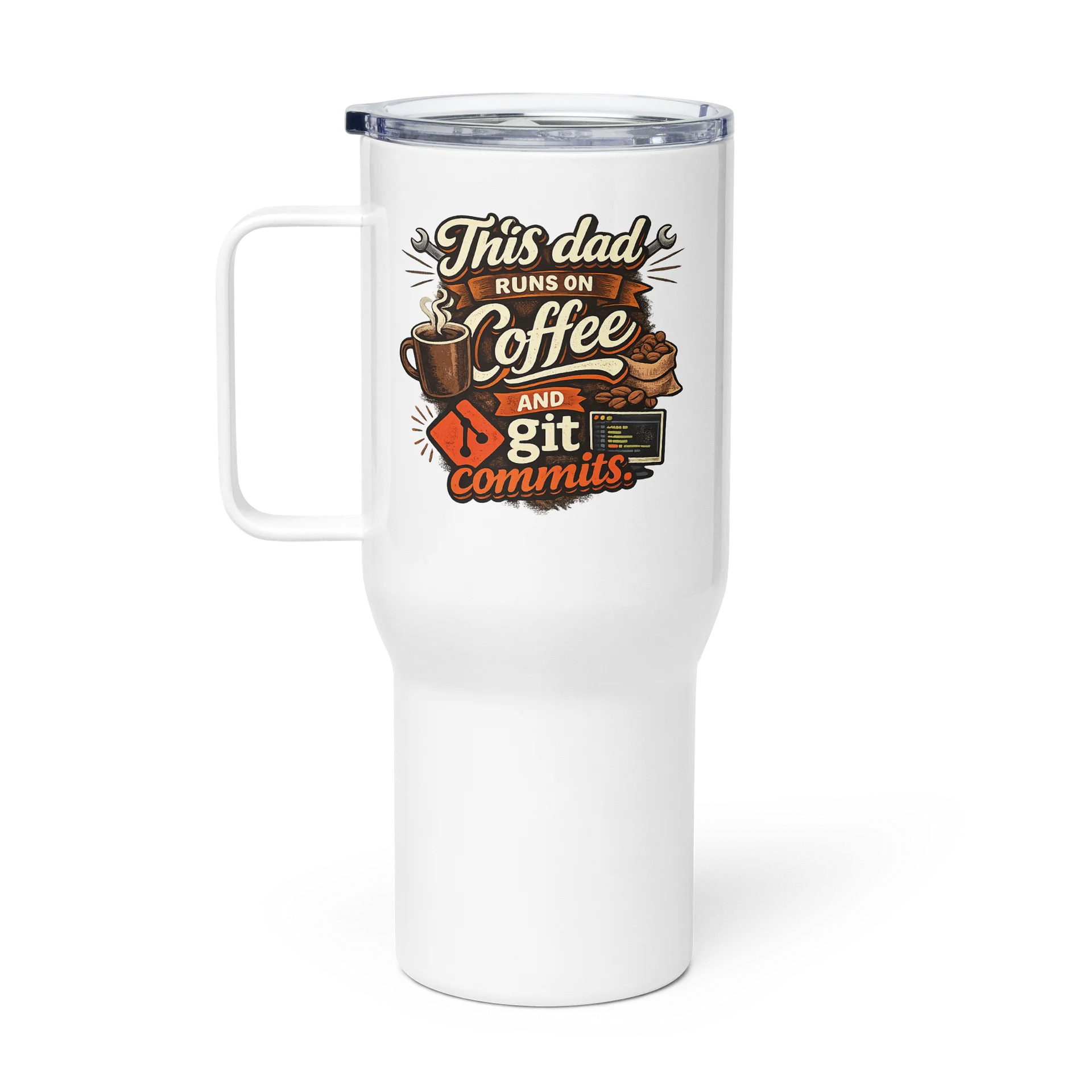 This Dad Runs on Coffee and Git Commits Travel Mug product image (1)