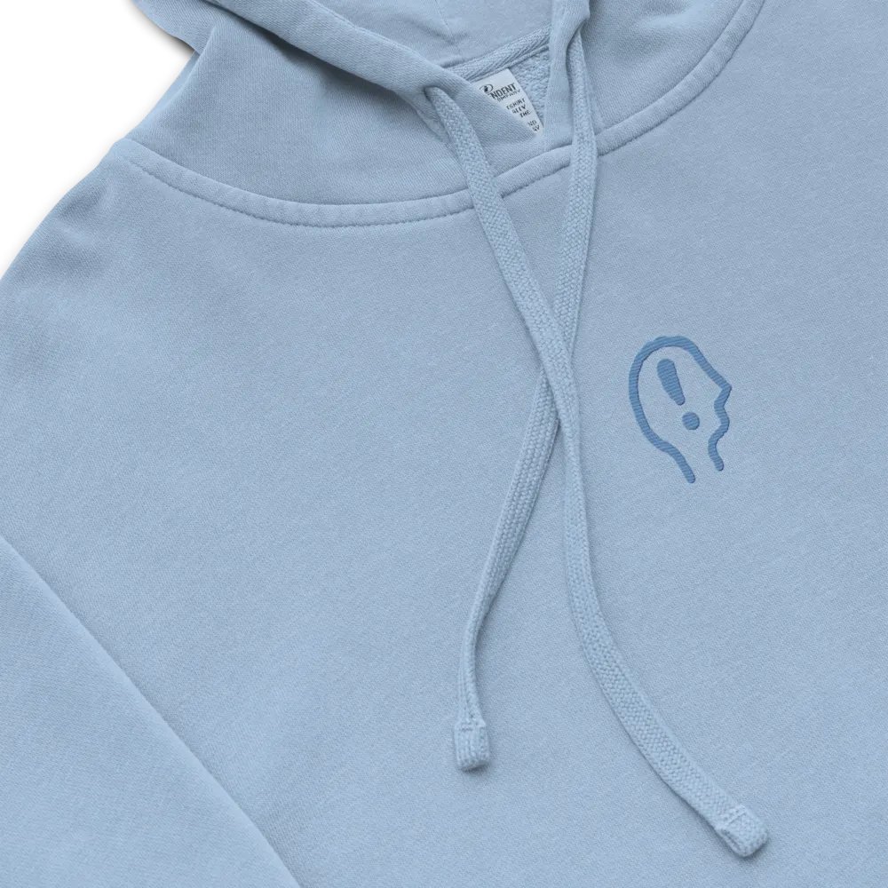 EXCLAIMING MENTALLY (C. aqua) embroidered pigment hoodie product image (1)