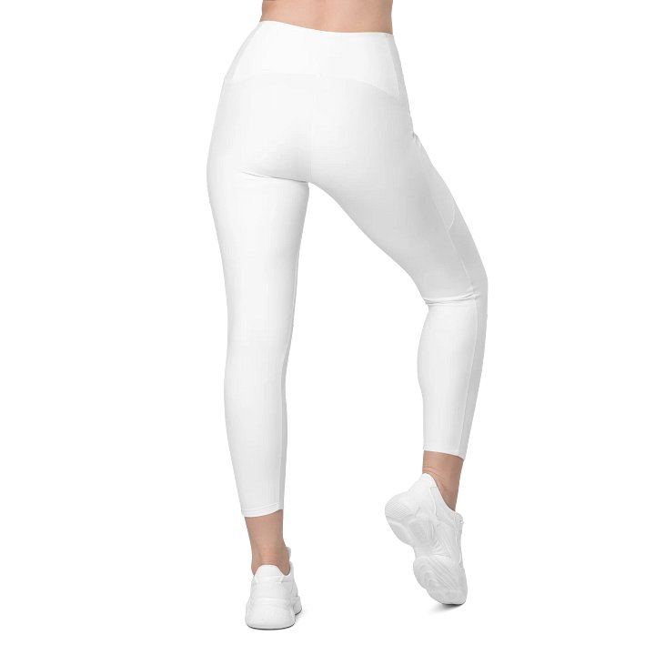Equinox White High-Waisted Crossover Leggings with Pockets - UPF 50+ Sun Protection product image (2)