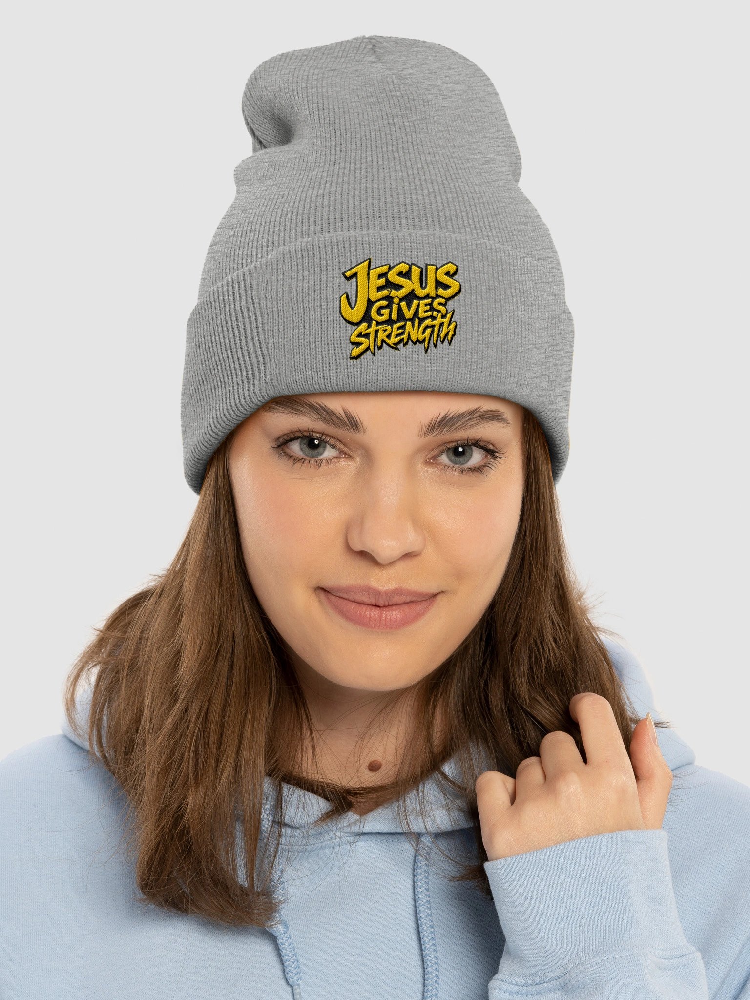 Jesus Gives Strength Embroidered Beanie product image (4)