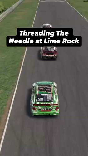 Threading the needle at lime rock!
(Iracing official session)