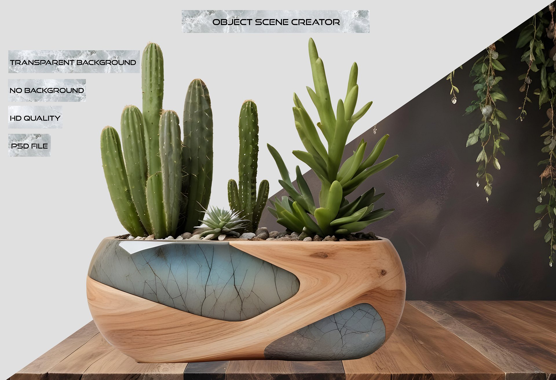 Celestial Grace – Abstract Succulent Planter PNG product image (2)
