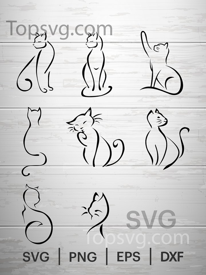 Cat SVG, Cat svg Bundle, Vector, Cats illustration, cats drawing Png, Silhouette, meow line art, Shirt, Cricut Cutting File. kitten Isolated product image (1)