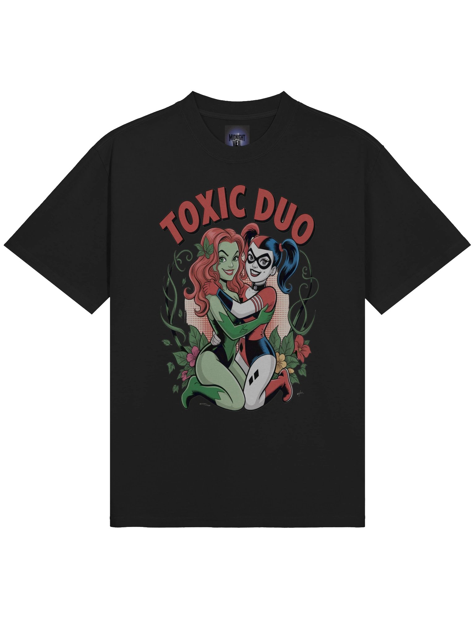 Venomous Vines: Poison Ivy & Harley Quinn Toxic Duo Oversized Faded T-Shirt product image (5)