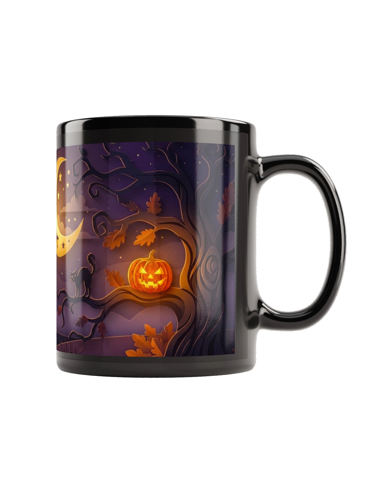 Midnight Manor 3D Paper-Cut Black Mug | Haunted House Halloween Coffee Cup product image (5)