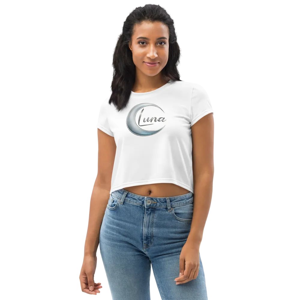 Luna Women's Crop Top - Stylish White Crescent Moon Design product image (6)