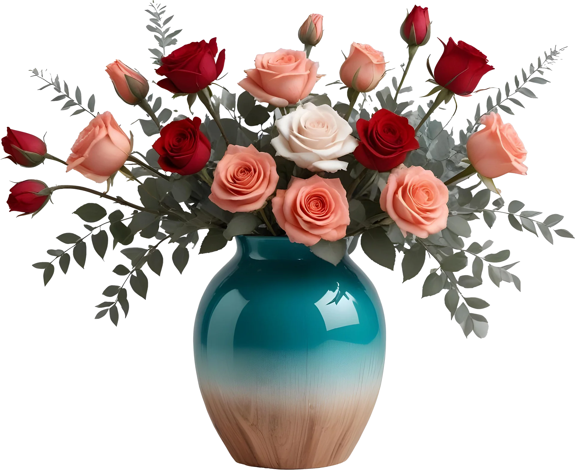 Ocean's Romance – Valentine's day Vase with Roses PNG product image (1)